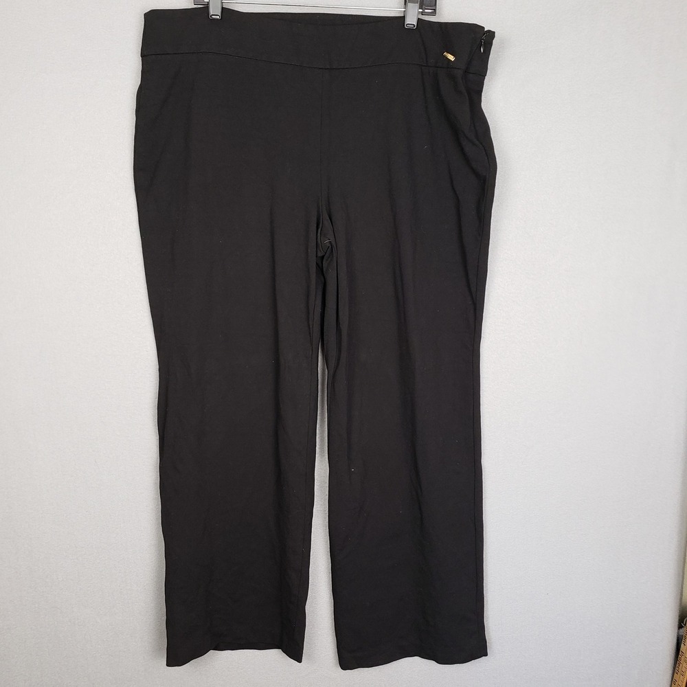 T Tahari Size 18W Wide Straight Leg Dress Pants Solid Black Office Professional